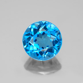 3.30 ct Swiss Blue Topaz Gemstone, Topaz Gem in Round Facet Shape for Sale.