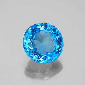 3.78 ct Blue Topaz Stone, Natural Topaz in Round Facet Shape for Sale