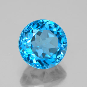4.08 ct Blue Topaz Stone, Natural Topaz in Round Facet Shape for Sale
