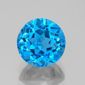 4.00 ct Blue Topaz Gemstone, Topaz Gem in Round Facet Shape for Sale.