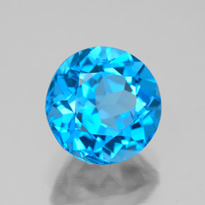 4.00 ct Blue Topaz Stone, Natural Topaz in Round Facet Shape for Sale
