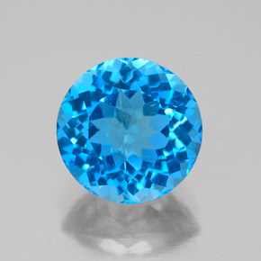3.37 ct Blue Topaz Gemstone, Topaz Gem in Round Facet Shape for Sale.