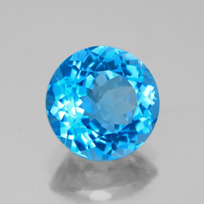 3.37 ct Blue Topaz Stone, Natural Topaz in Round Facet Shape for Sale