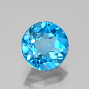 2.90 ct Blue Topaz Stone, Natural Topaz in Round Facet Shape for Sale