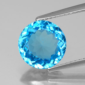 2.89 ct Blue Topaz Gemstone, Topaz Gem in Round Facet Shape for Sale.