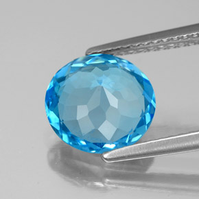 Topaz Gemstone in 9 mm (calibrated) Size for Sale, Topaz Stone in Swiss Blue Color