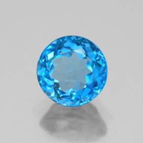 3.48 ct Blue Topaz Stone, Natural Topaz in Round Facet Shape for Sale