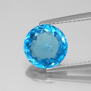 3.09 ct Blue Topaz Gemstone, Topaz Gem in Round Facet Shape for Sale.