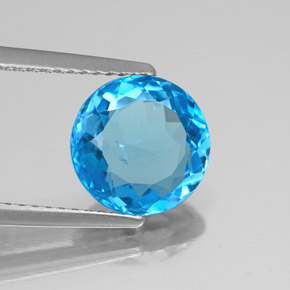 3.09 ct Blue Topaz Stone, Natural Topaz in Round Facet Shape for Sale