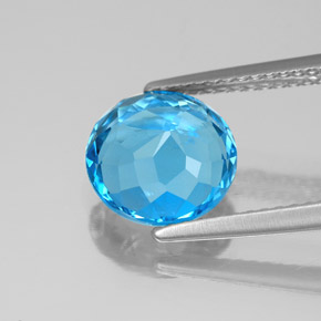 Topaz Gemstone in 9 mm (calibrated) Size for Sale, Topaz Stone in Swiss Blue Color