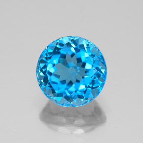 3.80 ct Blue Topaz Gemstone, Topaz Gem in Round Facet Shape for Sale.