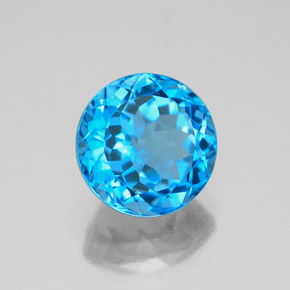 3.80 ct Blue Topaz Stone, Natural Topaz in Round Facet Shape for Sale
