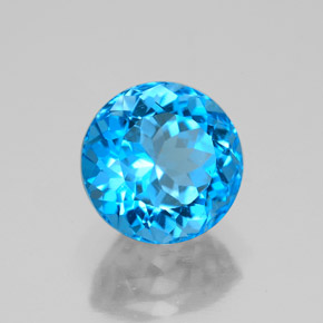 3.95 ct Blue Topaz Stone, Natural Topaz in Round Facet Shape for Sale