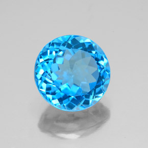 3.51 ct Blue Topaz Stone, Natural Topaz in Round Facet Shape for Sale