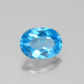 1.40 ct Blue Topaz Stone, Natural Topaz in Oval Facet Shape for Sale