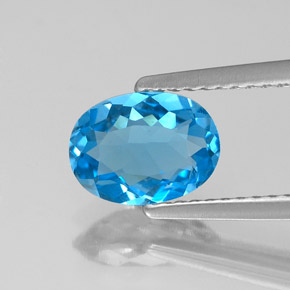 1.40 ct Blue Topaz Gemstone, Topaz Gem in Oval Facet Shape for Sale.
