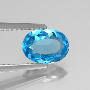 1.40 ct Blue Topaz Stone, Natural Topaz in Oval Facet Shape for Sale
