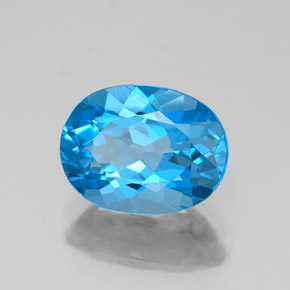 2.19 ct Blue Topaz Stone, Natural Topaz in Oval Facet Shape for Sale