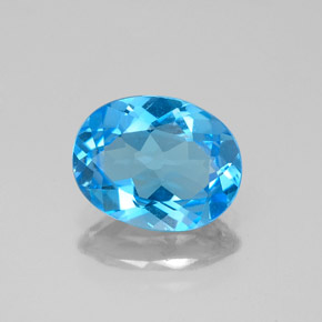 1.86 ct Blue Topaz Gemstone, Topaz Gem in Oval Facet Shape for Sale.