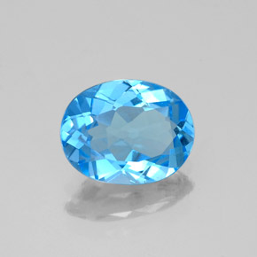 1.86 ct Blue Topaz Stone, Natural Topaz in Oval Facet Shape for Sale