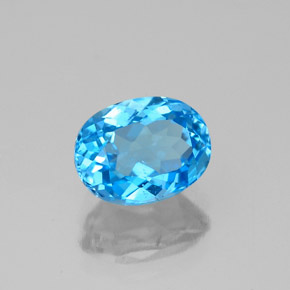 1.82 ct Blue Topaz Stone, Natural Topaz in Oval Facet Shape for Sale