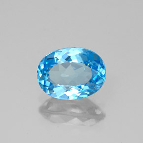 1.62 ct Blue Topaz Gemstone, Topaz Gem in Oval Facet Shape for Sale.