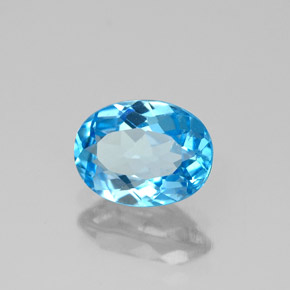 1.62 ct Blue Topaz Stone, Natural Topaz in Oval Facet Shape for Sale