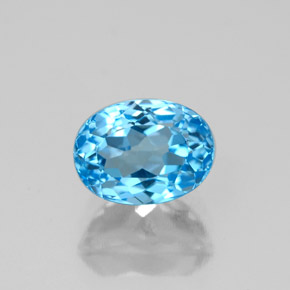 2.18 ct Blue Topaz Gemstone, Topaz Gem in Oval Facet Shape for Sale.