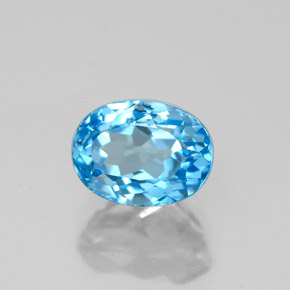2.18 ct Blue Topaz Stone, Natural Topaz in Oval Facet Shape for Sale