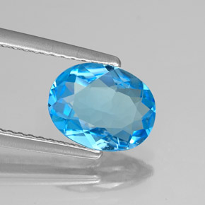 1.64 ct Blue Topaz Stone, Natural Topaz in Oval Facet Shape for Sale