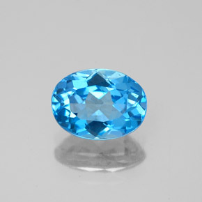 1.52 ct Blue Topaz Gemstone, Topaz Gem in Oval Facet Shape for Sale.