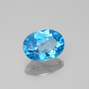1.52 ct Blue Topaz Stone, Natural Topaz in Oval Facet Shape for Sale