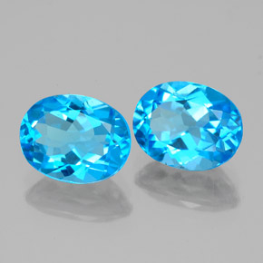 4.55 ct Blue Topaz Stone, Natural Topaz in Oval Facet Shape for Sale