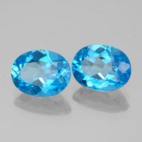 4.45 ct Blue Topaz Stone, Natural Topaz in Oval Facet Shape for Sale