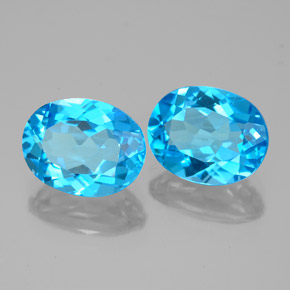 4.87 ct Blue Topaz Stone, Natural Topaz in Oval Facet Shape for Sale