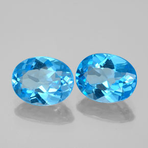 4.11 ct Blue Topaz Stone, Natural Topaz in Oval Facet Shape for Sale