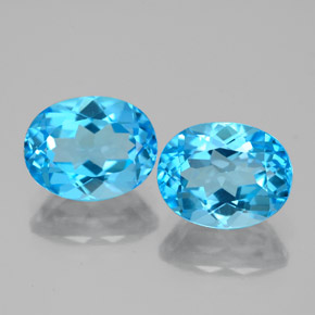 5.15 ctw Blue Topaz Gemstones, Topaz Gems in Oval Facet Shape for Sale.
