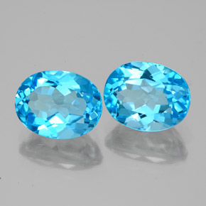 5.15 ctw Blue Topaz Stones, Natural Topaz in Oval Facet Shape for Sale