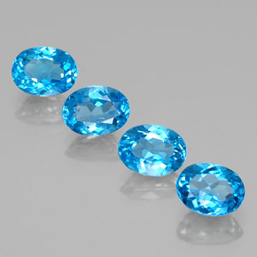 6.29 ct Blue Topaz Gemstone, Topaz Gem in Oval Facet Shape for Sale.