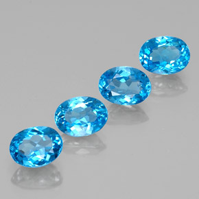 6.29 ct Blue Topaz Stone, Natural Topaz in Oval Facet Shape for Sale