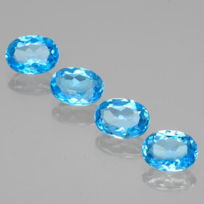 6.08 ct Blue Topaz Gemstone, Topaz Gem in Oval Facet Shape for Sale.