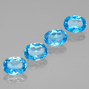 6.08 ct Blue Topaz Stone, Natural Topaz in Oval Facet Shape for Sale