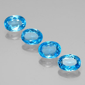 6.14 ctw Blue Topaz Gemstones, Topaz Gems in Oval Facet Shape for Sale.