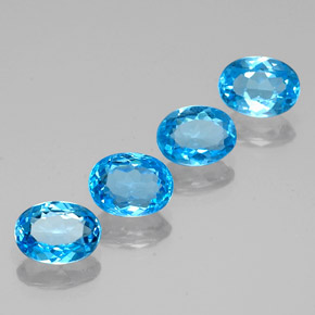 6.14 ctw Blue Topaz Stones, Natural Topaz in Oval Facet Shape for Sale