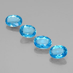 5.37 ct Blue Topaz Gemstone, Topaz Gem in Oval Facet Shape for Sale.