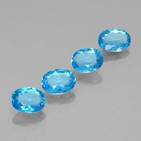 5.37 ct Blue Topaz Stone, Natural Topaz in Oval Facet Shape for Sale