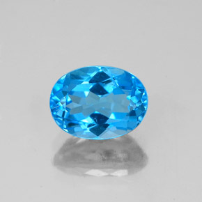 1.78 ct Blue Topaz Gemstone, Topaz Gem in Oval Facet Shape for Sale.