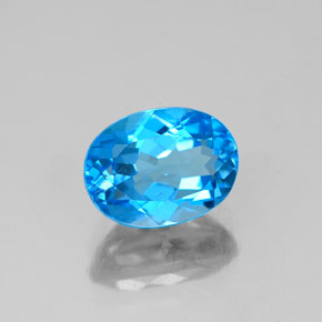 1.78 ct Blue Topaz Stone, Natural Topaz in Oval Facet Shape for Sale