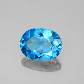 2.21 ct Blue Topaz Stone, Natural Topaz in Oval Facet Shape for Sale