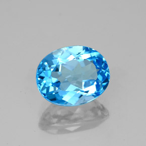 2.53 ct Blue Topaz Stone, Natural Topaz in Oval Facet Shape for Sale